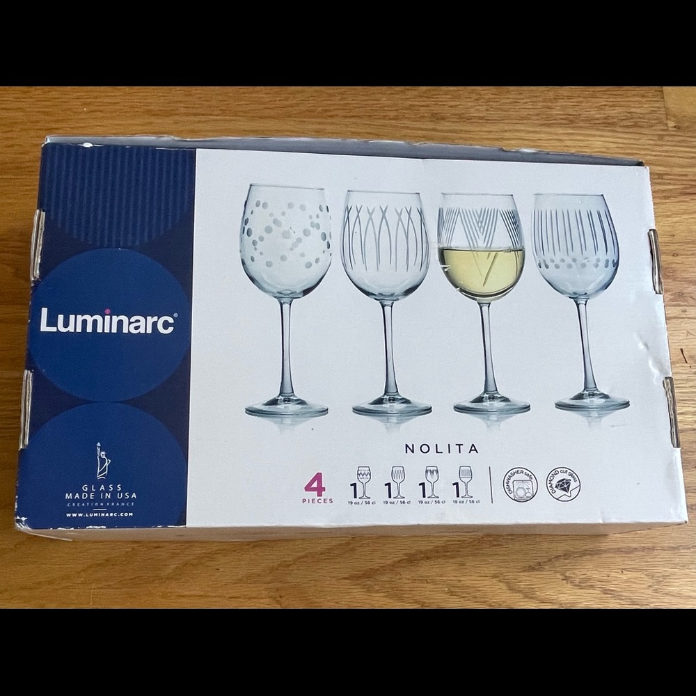 NWT Luminarc Nolita Etched Goblets, Set of 4
